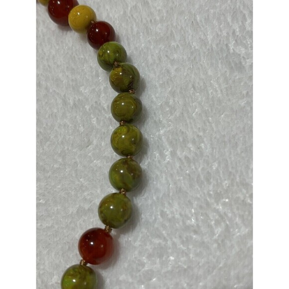 JOAN RIVERS Green & Yellow Jasper Carnelian 12mm Bead Necklace 60" Opera Aztec - Picture 8 of 8